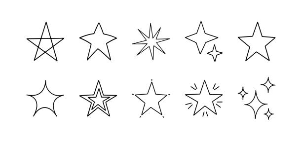 ilustraciones, imágenes clip art, dibujos animados e iconos de stock de conjunto de estrellas - backgrounds black glitter multi colored