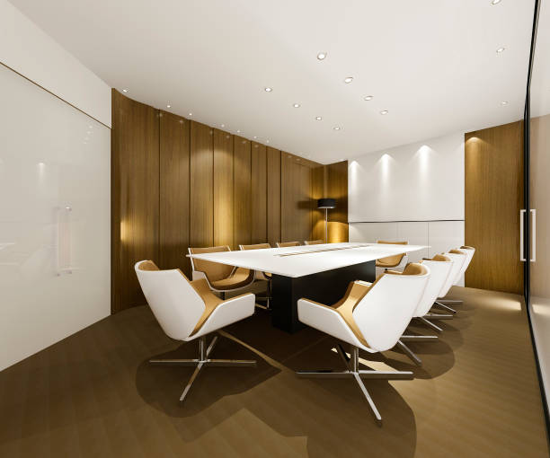 istock 3d rendering business meeting room on high rise office building 1254478301