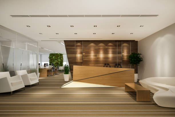 istock 3d rendering modern luxury hotel and office reception and lounge 1254478302