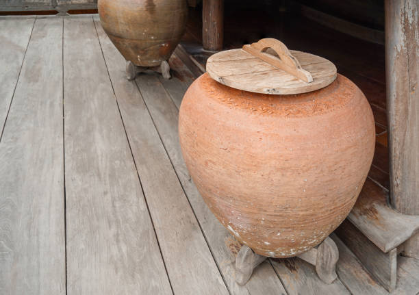 Thai traditional clay jar for drinking water.