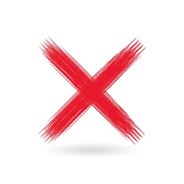 istock Cross sign element. Red grunge X icon, isolated on white background. 1254488383