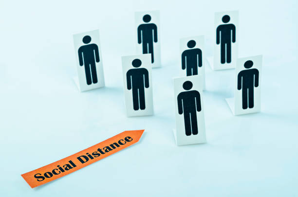 istock Social Distance with paper cut human. 1254489206