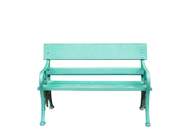 istock Green Bench isolated on white background  with clipping path 1254493429