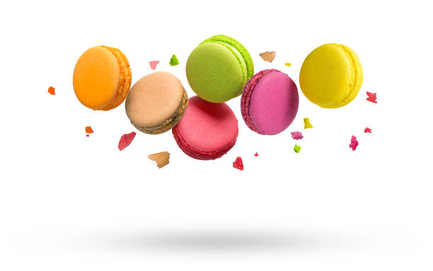 istock Colorful Macaroon sweet bakery isolated on white background. 1254494229