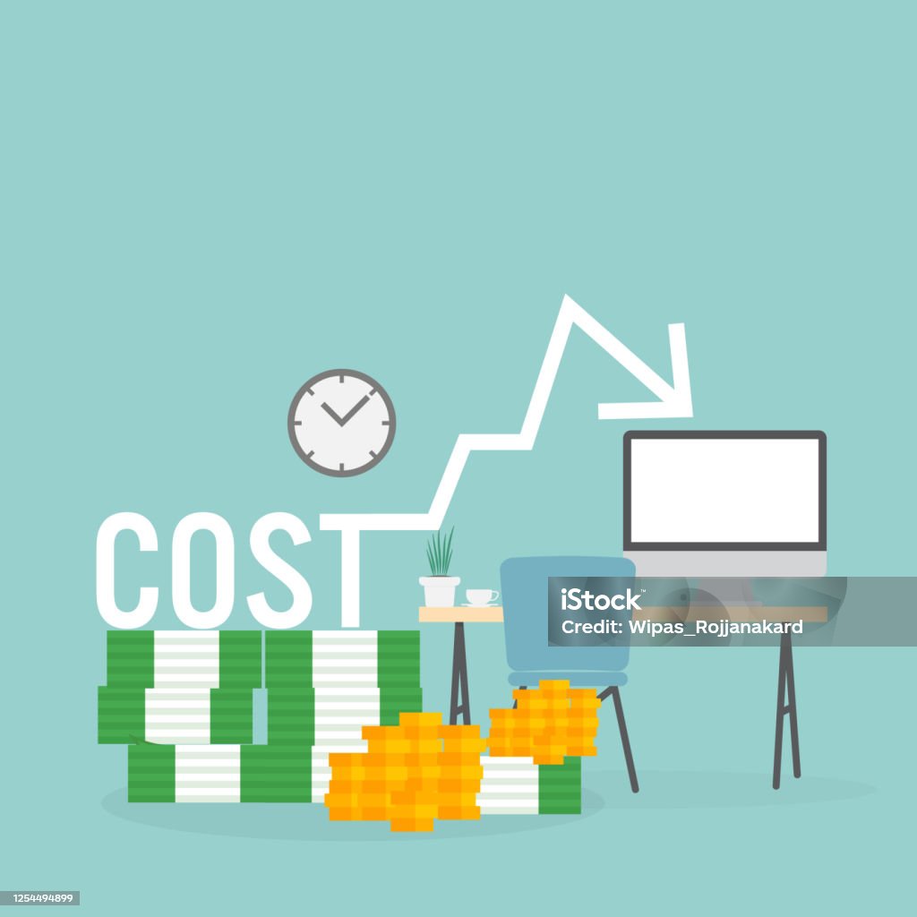 cost reduction concept. calculator and arrow line... Cost Reduction Concept Cost Graph Down Vector Illustration Flat Design ...