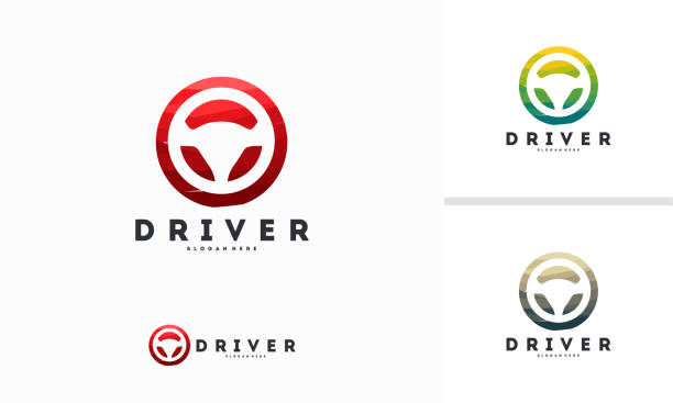 illustrations, cliparts, dessins animés et icônes de abstract circle steering logo designs vector, driver logo template - driveway