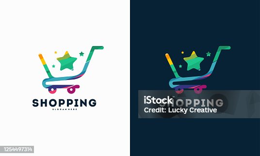 istock Abstract Circle Shopping logo designs concept vector, Cart logo symbol 1254497314