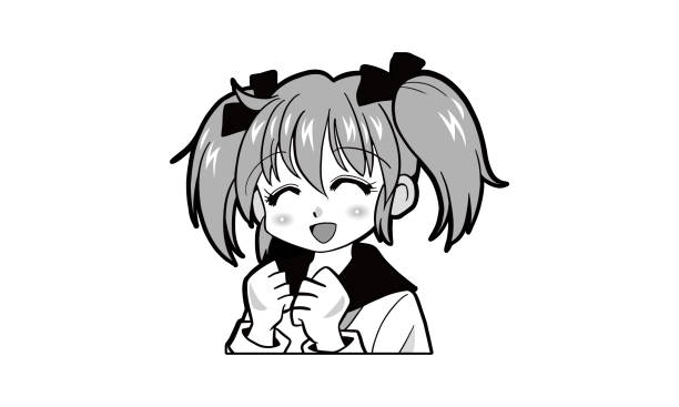 Japanese girl in uniform with twin tails Japanese girl in uniform with twin tails black and white anime girl stock illustrations