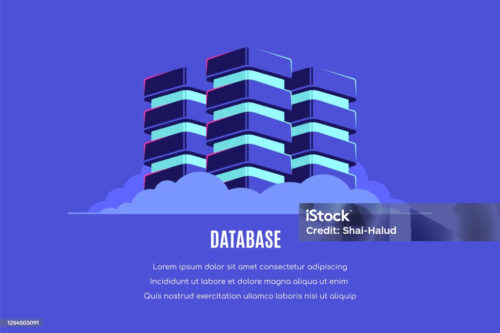 Database Concept Banner Design Flat Style Vector Stock Illustration ...