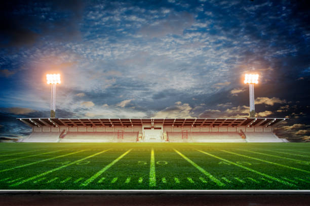 istock american football stadium 3D rendering. 1254504407