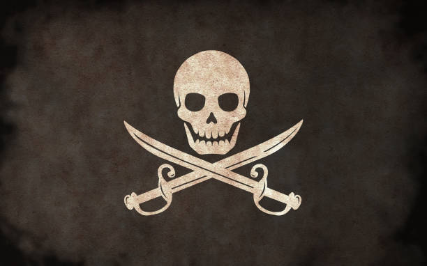 istock Dirty pirates flag illustration / skull and bones 1254504448