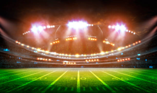 istock lights at night and stadium 3D rendering. 1254505614