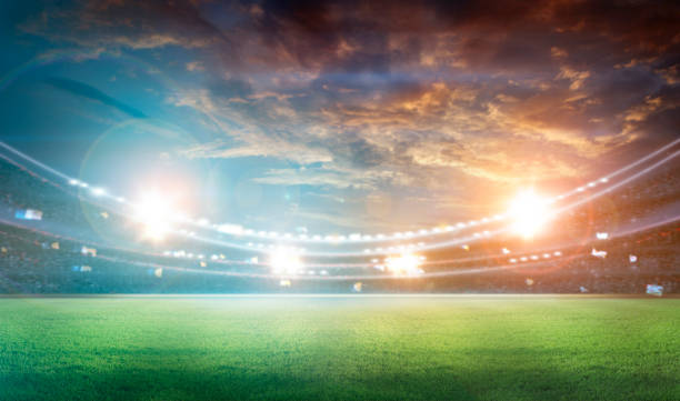 istock lights at night and stadium 3D rendering. 1254509891