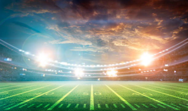 istock lights at night and stadium 3D rendering. 1254509905