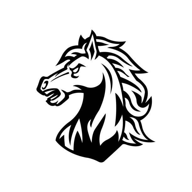 horse head mascot logo vector design template angry horse head - e-sport mascot logo vector design template mustang stock illustrations
