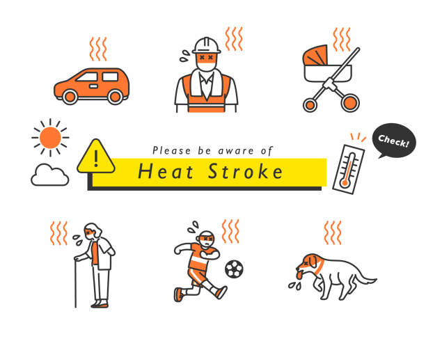 prease hati-hati terhadap heat stroke - stroller car seat ilustrasi stok