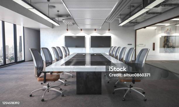 Modern Board Room Stock Photo - Download Image Now - Meeting Room, Office, Empty