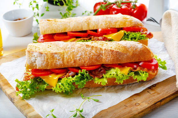 istock crispy baguette with bacon, tomatoes and cheese 1254519426