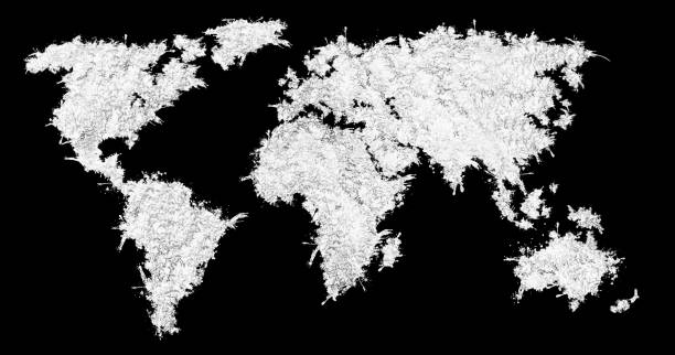 istock World map from the white grass. Isolated on black background. 1254520810