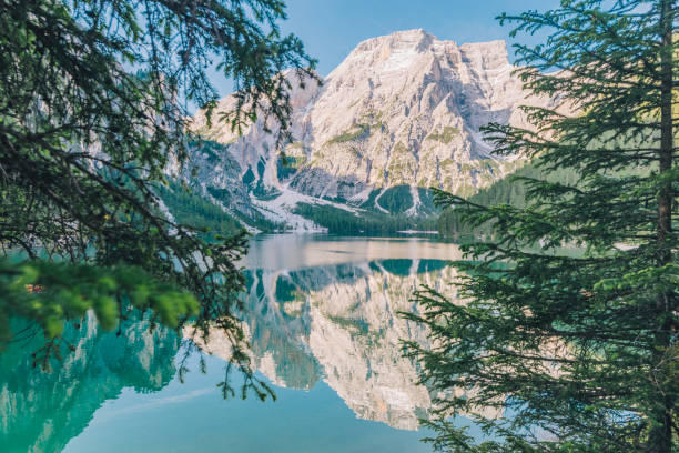 istock landscape view of alpine lake 1254521196