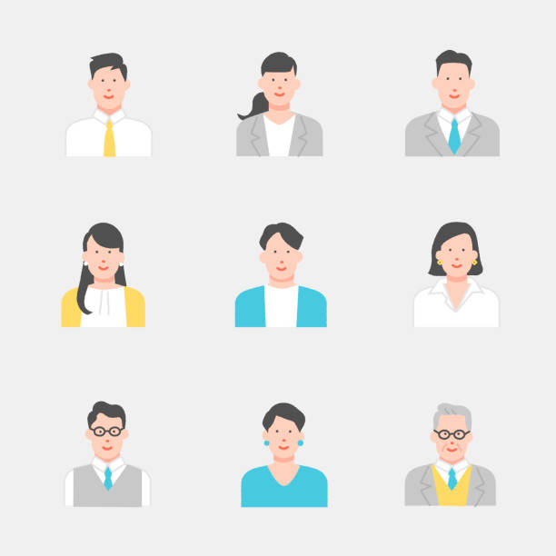 stockillustraties, clipart, cartoons en iconen met pictogramset voor zakelijke persoon - bovenlichaam