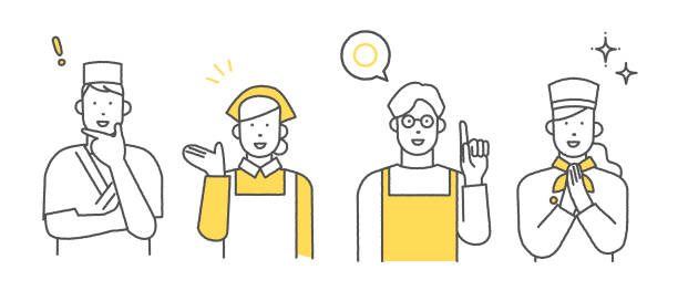 ilustrações, clipart, desenhos animados e ícones de pessoas trabalhadores de alimentos definir - women men waitress service