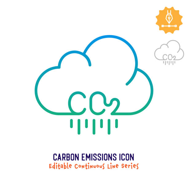 ilustrações, clipart, desenhos animados e ícones de linha de traçado de emissões contínuas de emissões de carbono - recycling carbon footprint footprint sustainable resources