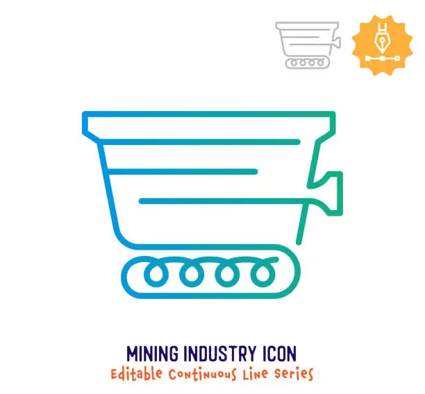 Vector illustration of Mining Industry Continuous Line Editable Stroke Line