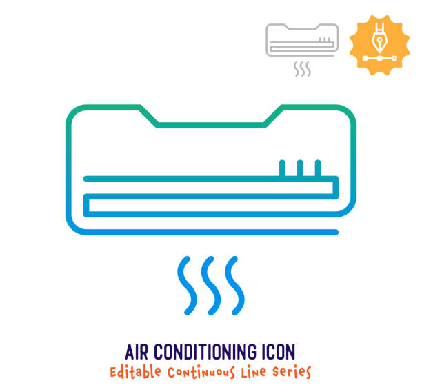 кондиционирование воздуха непрерывная линия редактируемая линия инсульта - continuity electricity single line symbol stock illustrations