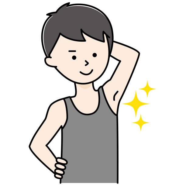 清潔な脇の下を持つ若い男性のための脱毛 - tank top illustrations点のイラスト素材／クリップアート素材／マンガ素材／アイコン素材