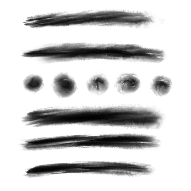 Grunge black paint, ink brush stroke, brush. Dirty artistic design element. Abstract black paint ink brush stroke for your design use frame or background for text. set - image stock photo