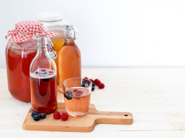 istock Homemade Kombucha tea with raspberries and blueberries. 1254536728