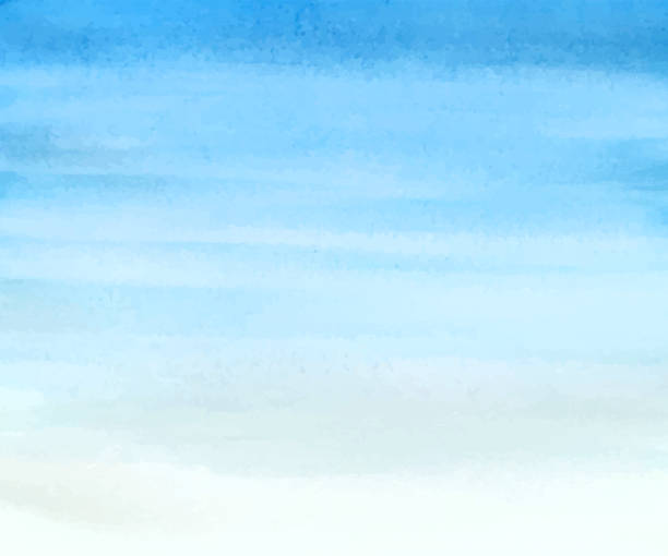 stockillustraties, clipart, cartoons en iconen met de eenvoudige aquarelachtergrond van de hemel - blue sky