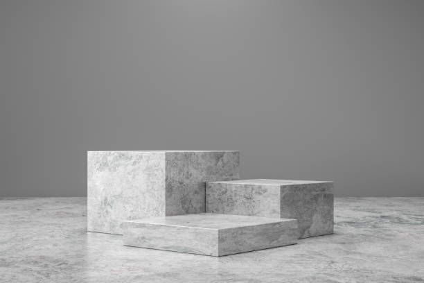 istock Marble pedestal or product display on luxury background with presentation concept. Stone podium stage. 3D rendering. 1254540298