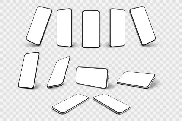 Vector illustration of Realistic smartphone mockup set collection