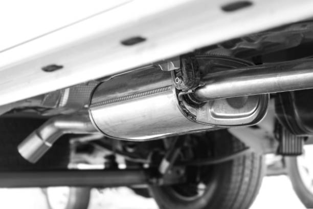 new exhaust system with catalytic converter new exhaust system with catalytic converter exhaust pipe photos stock pictures, royalty-free photos & images