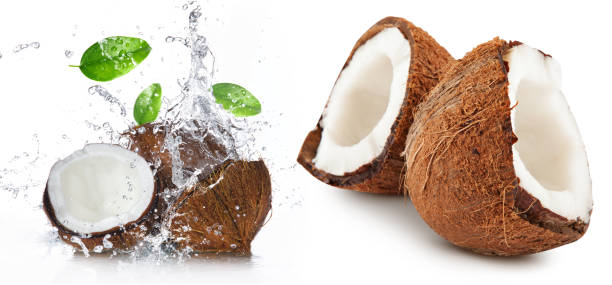istock Fresh fruit, coconut mix on white background. Fresh fruit, coconut mixture on a white background. 1254546843