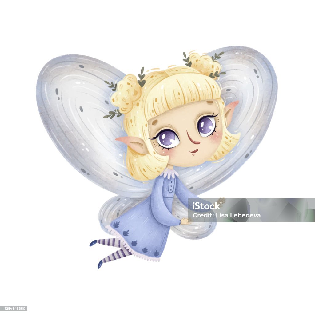 Cute Cartoon Little Forest Fairy With Wings Flies On A White Background Stock Illustration - Download Image Now - iStock Cute Cartoon Little Forest Fairy With Wings Flies On A White Background Stock Illustration - Download Image Now - iStock