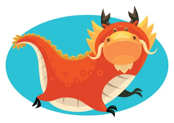 Vector illustration of happy dragon character