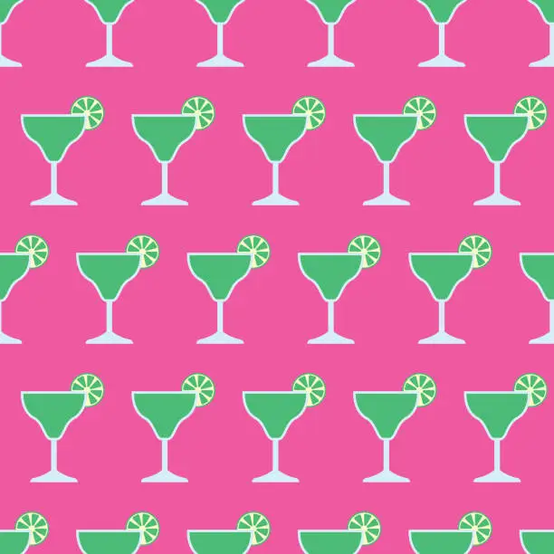 Vector illustration of Margarita Glass Seamless Pattern