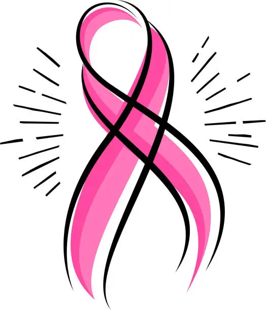 Vector illustration of pink ribbon glow