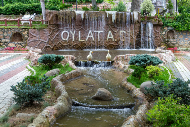 Oylat, Bursa / Turkey - June 26 2020: Oylat hot springs and thermal baths town