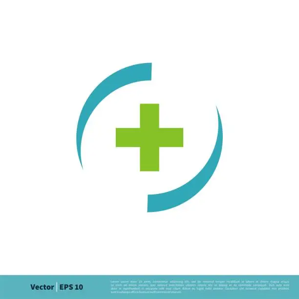 Vector illustration of Health Cross in Circle Swoosh Icon Vector Logo Template Illustration Design. Vector EPS 10.