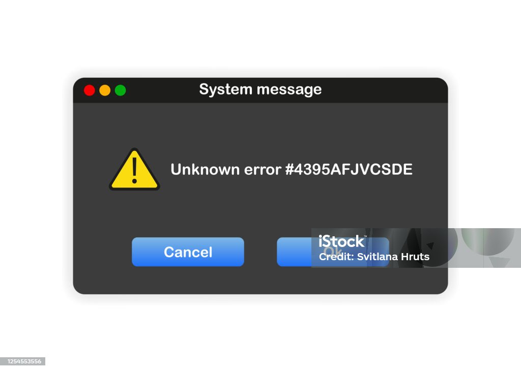 Window Of User Interface System Message Template Unknown Error On White ...