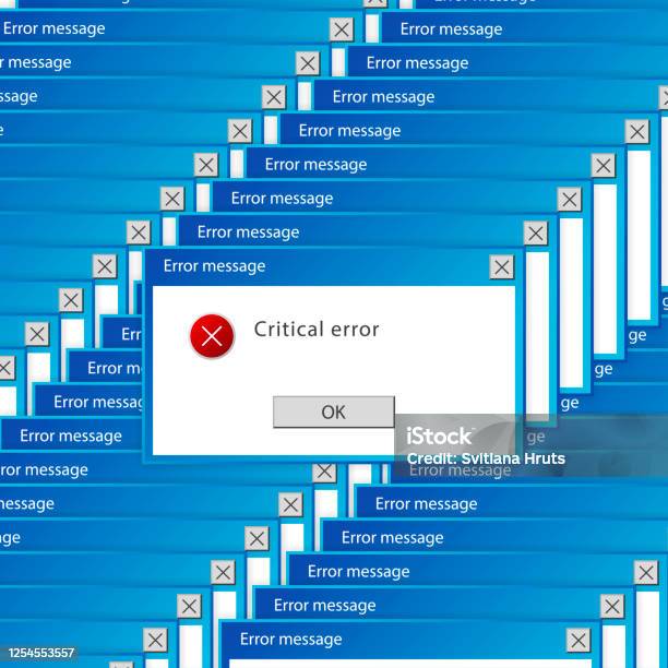 Window Of User Interface Set Critical Error Warning Messages On White ...