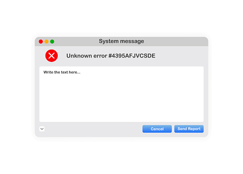 Window Of User White Interface System Message With Report Template ...