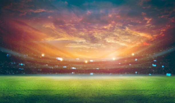 istock lights at night and stadium 3D rendering. 1254556375