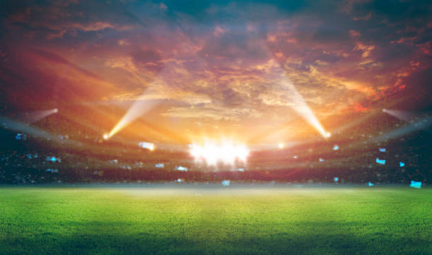 istock lights at night and stadium 3D rendering. 1254556387