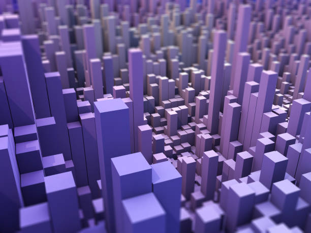 istock 3D abstract landscape background with extruding blocks 1254556926