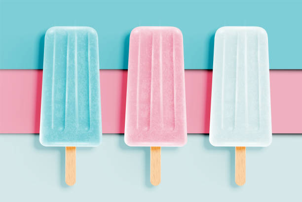 istock Colorful realistic icecreams on pastel paper background, vector illustration 1254557556